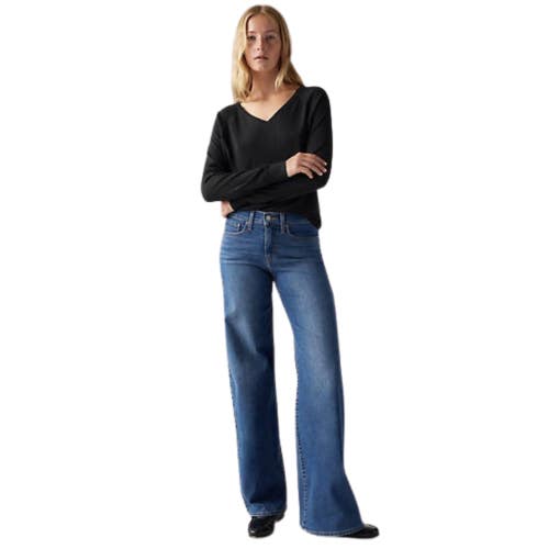 Levi's 318 Shaping Wide Leg Jeans Womens 30x30 Blue Denim Cotton Stretch GBO3212