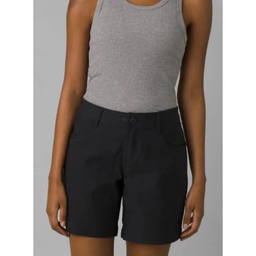 prAna Halle Shorts Women's 12 Black UPF 50+ 7" Inseam Mid Rise Zip Fly GBO2977