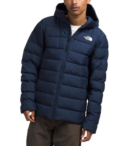 The North Face Aconcagua 3 Puffer Jacket Mens Large Navy Hooded Full Zip GBO3019