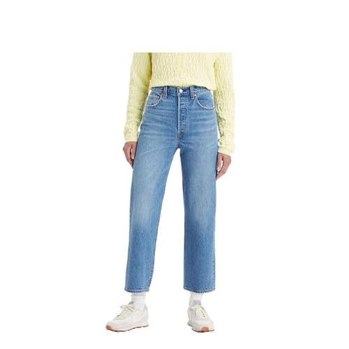Levi's Ribcage Straight Ankle Jeans Womens 32 Blue Cotton Medium Wash GBO3173