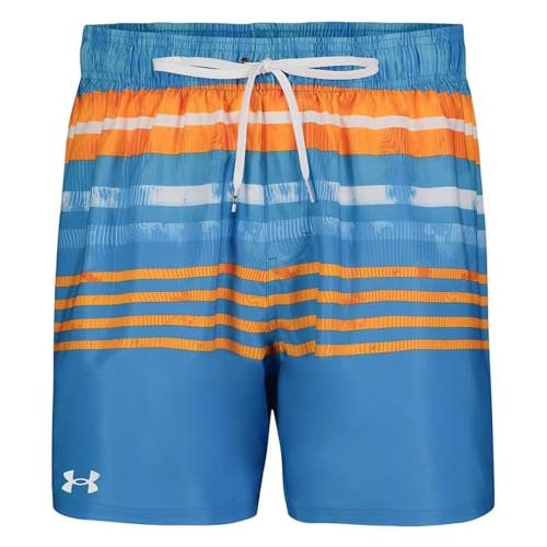 Under Armour Volley Swim Shorts Boys Medium Viral Blue Ripple Striped GBO2957