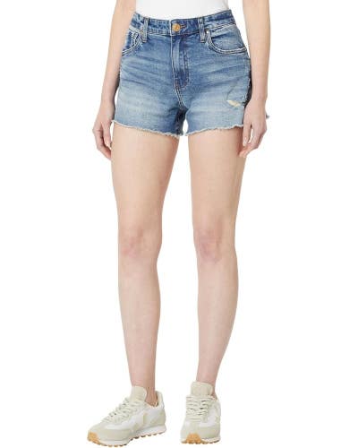 KUT from the Kloth Jane Shorts Women's 8 Blue Denim High Rise Frayed Hem GBO2955