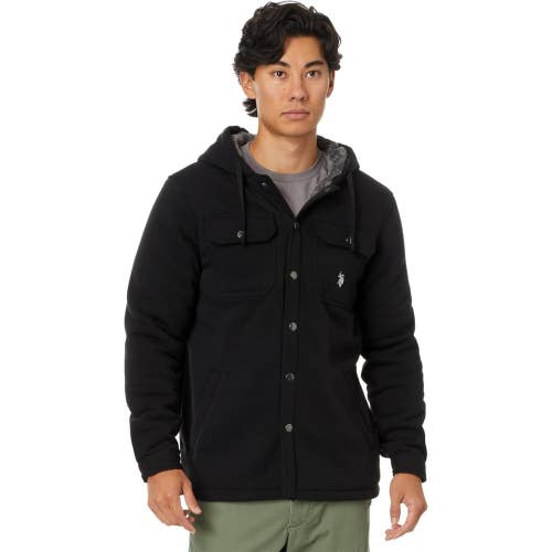 U.S. Polo Assn. USPA Shirt Jacket Men's Medium Black Fleece Button Front GBO2915