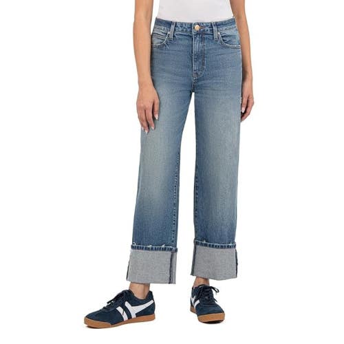 KUT from the Kloth Sienna Jeans Women's 4 Blue Denim High-Rise Wide Leg GBO3395