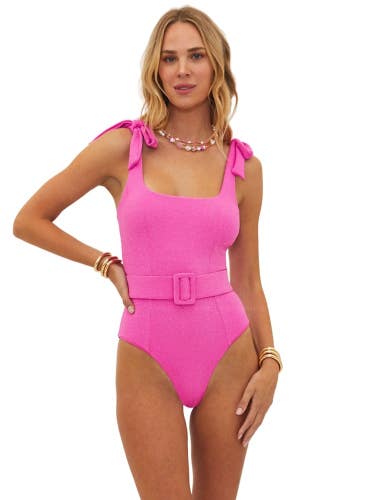 Beach Riot Sydney Swimsuit Women's M Petal Pink Shoulder Tie One Piece GBO2917