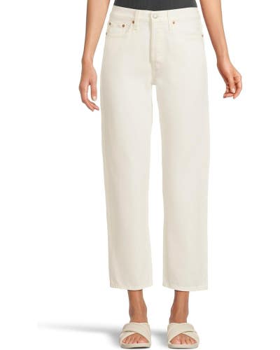 Levi's Premium Wedgie Cropped Jeans Women 26x28 White Denim Straight Leg GBO3280