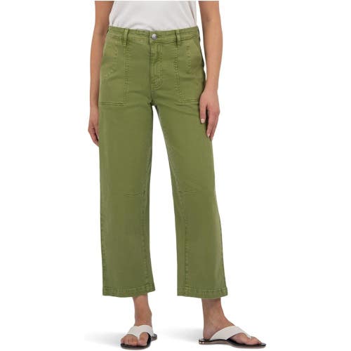 KUT from the Kloth Ashton Wide Leg Barrel Casual Pants Women's 14 Green GBO3359