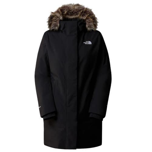 The North Face Arctic Parka Coat Womens Small Black Hooded Faux Fur Trim GBO3153