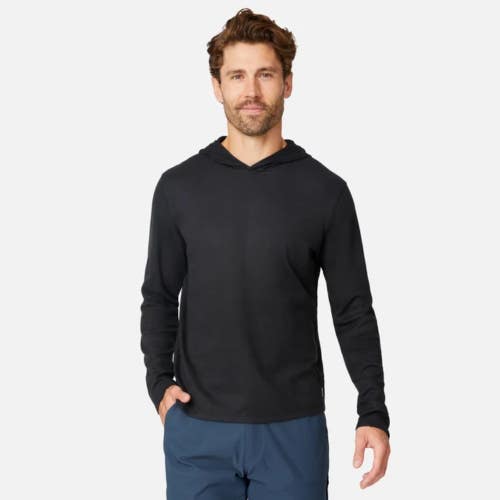 Free Country Sueded Pique Hoodie Mens XL Black Long Sleeve Pullover GBO3356