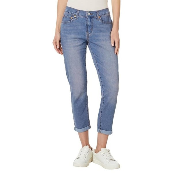 Levi's Boyfriend Jeans Women's 34X27 Blue Denim Stretch Mid Rise Zip Fly GBO2935
