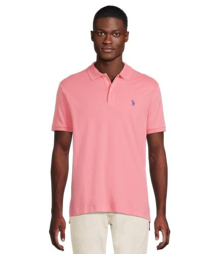 U.S. Polo Assn. Solid Interlock Polo Shirt Men XL Pink Short Sleeve Golf GBO2994