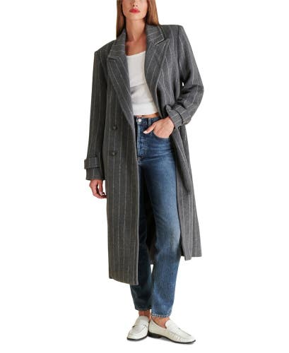 Steve Madden Coat Women's XL Gray Pinstripe Double Breasted Notch Lapel PALL75