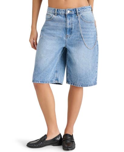 Steve Madden Magdalen Bermuda Shorts Women's 30 Blue Denim Cotton Zip Fly PALL50