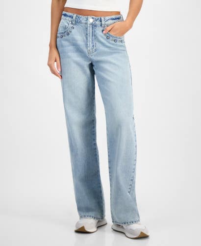 Indigo Rein Jeans Women's 3 Blue Denim Light Wash High Rise Wide Leg PALL118