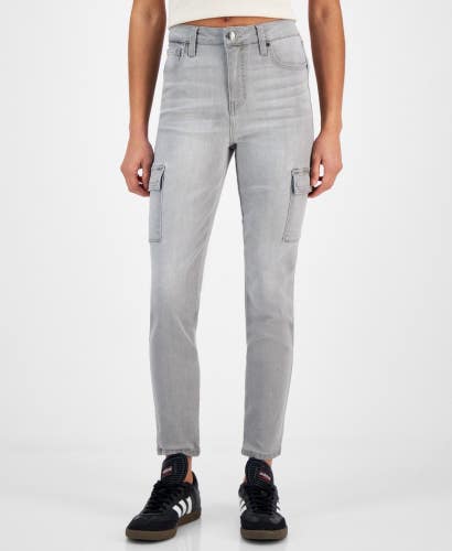 Celebrity Pink Skinny Jeans Womens 5x27 Gray Denim Mid Rise Cargo Pockets PALL73