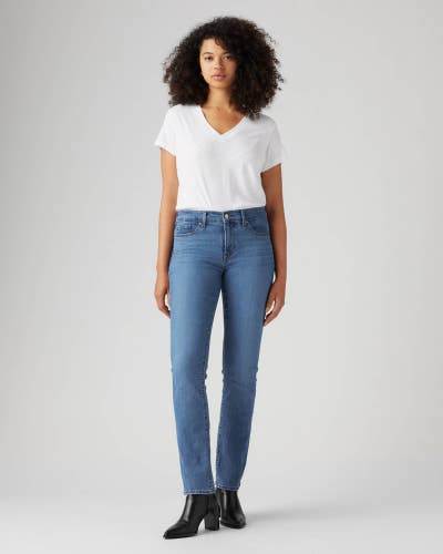 Levi's 314 Shaping Straight Jeans Women's 33x32 Blue Denim Medium Wash PALL149