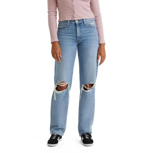 Levi's 94 Jeans Womens 32x31 Blue Denim Distressed Mid Rise Straight Leg PALL123
