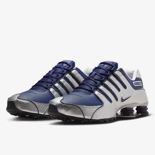 Nike Shox NZ 378341-402 Sneakers Men's US 7.5 Navy Silver Running Shoes MEW2072
