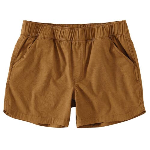 Carhartt Force Shorts Women's Brown Ripstop Elastic Waist Relaxed Fit POSH303