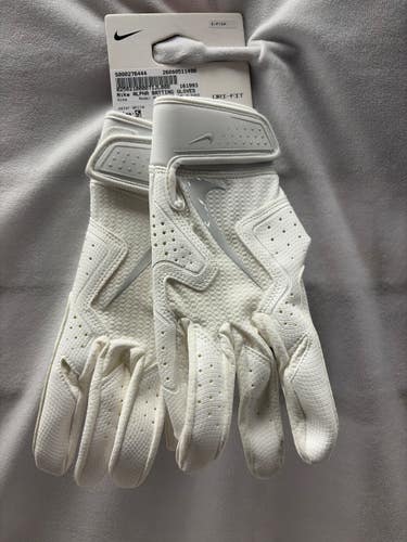 Used Nike ALPHA BATTING GLOVES BB/SB Batting Gloves White SM 11490-S000276444