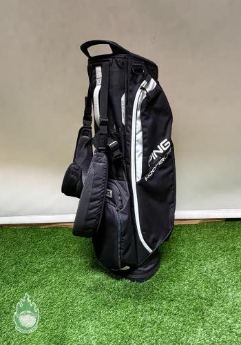 Used PING Hoofer Lite Black/White Golf Stand Bag Dual Backpack Straps