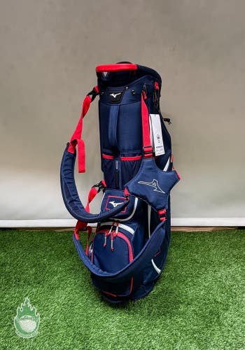 New Mizuno BR-D4 Cart Bag 6 Way Navy/Red w/ Rainhood