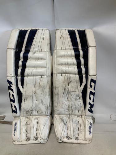 Used CCM EXTREME FLEX 760 28+1 Goalie Leg Pads Junior Silver/White/Royal 28" 11823-S000041161