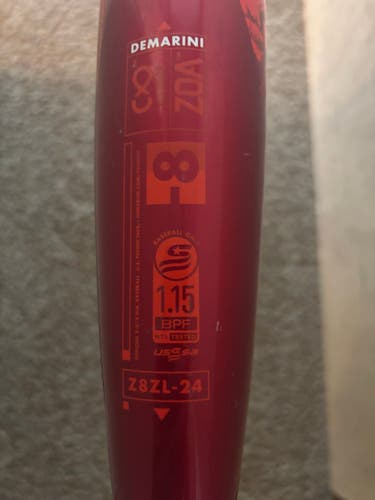 2024 DeMarini Zoa Composite USSSA Certified Bat (-8) 23 oz 31" (Used)