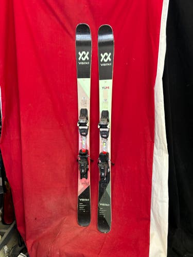 Skis: Volkl Yumi Women's All-Mountain Skis, 147cm
Bindings: Marker GripWalk bindings
Binding Range: