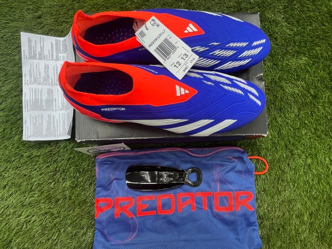 adidas Predator Elite Laceless LL FG Cleats (IF6447) - Lucid Blue - Size 12 - New (DS)