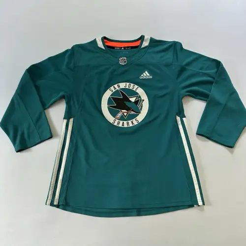 San Jose Sharks Adidas Teal Replica Practice Jersey Size 46 *View Measurements & Read Description*