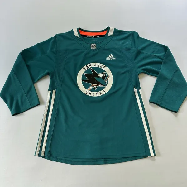 San Jose Sharks Adidas Teal Replica Practice Jersey Size 46 *View Measurements & Read Description*