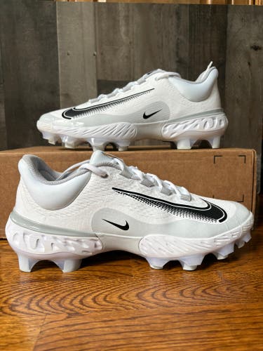 Nike Alpha Huarache Elite 4 Low MCS Baseball Cleats White Gray Men’s 12