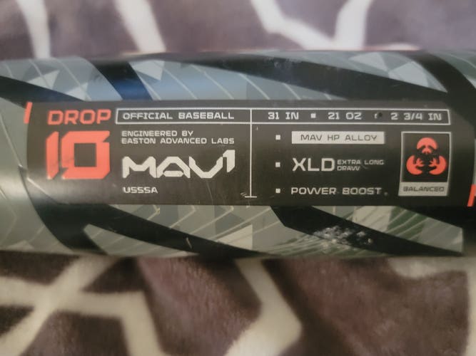 2026 Easton MAV1 Alloy USSSA Certified Bat (-11) 20 oz 31" (Used)
