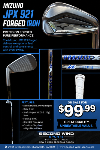 Men's Mizuno 6 Iron JPX 921 Forged Right Handed Stiff Flex Steel Shaft 39" (Used)