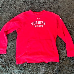 Red Men's Large Under Armour Boston University Lacrosse Team Issued Sweatshirt
