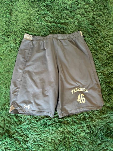 Gray Large Men's Under Armour Boston University Lacrosse Team Issued Shorts