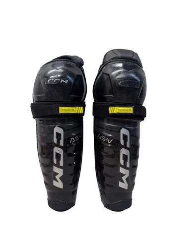 Used CCM TACKS AS-V Senior Shin Guards Black 14" 11835-S000211384