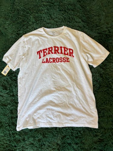 White XL Men's Under Armour Boston University Lacrosse Team Issued Shirt
