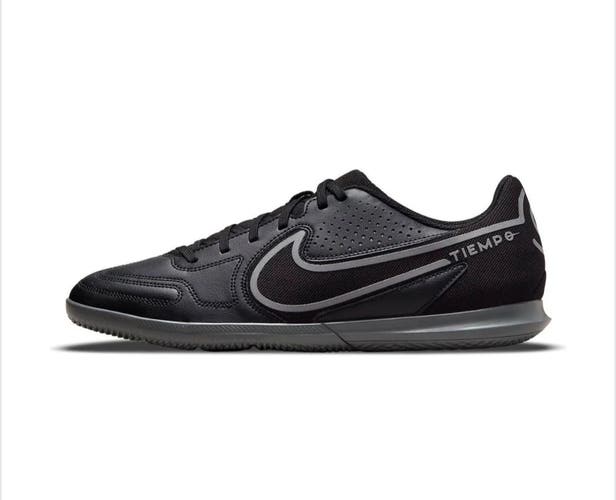 Nike Men’s Size 7.5 Tiempo Legend 9 Club IC 'Black Metallic Bomber Grey' Soccer