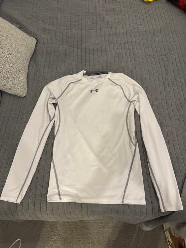 White Large Men's Under Armour Compression Long Sleeve