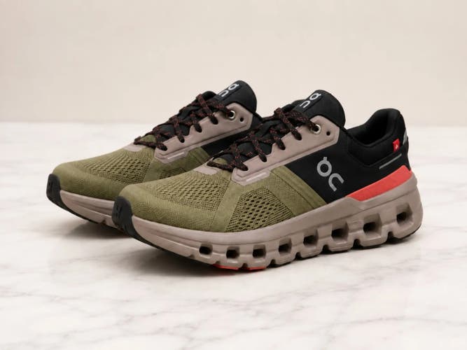 Men's Size 10.0 (W 11.0) On Cloudrunner Running Shoes - Olive/Black/Orange