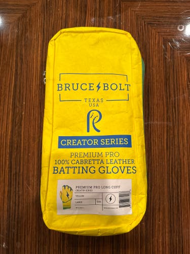 Large Coach RAC Bruce Bolts (Long Cuff) New in case Yellow, Blue, and Green with Tan Palm
