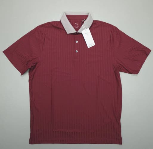 Red XL Men's Puma Shirt (New) Polo MATTR Stripe Jacquard Golf Polo 632200-03