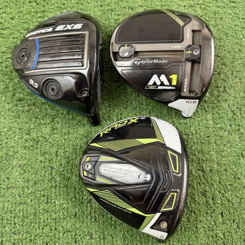 Lot of 3 Cracked Golf Driver Club Heads Taylormade Cobra Tour Edge Right Handed