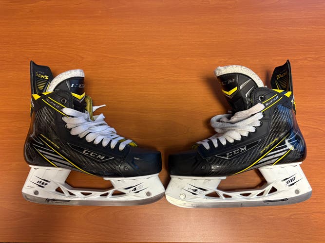 Black/Yellow 2016 CCM Super Tacks Hockey Skates Regular Width Pro Stock 10 (Used)