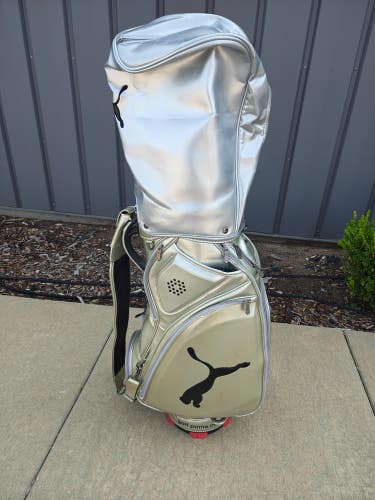 Puma Divider Staff Cart Bag 6 Way Divider Silver/Gold w Raincover