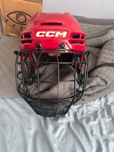 Red Medium CCM Super Tacks X Helmet Pro Stock (New)