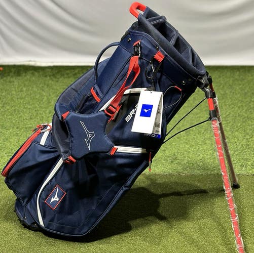 Mizuno BR-D4 Stand Carry Double Strap Golf Bag 6-Way Divider Navy/White/Red NEW