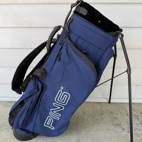 Ping Hoofer 3 Golf Stand Carry Bag Dual Straps 4 Way Dividers Dark Blue White